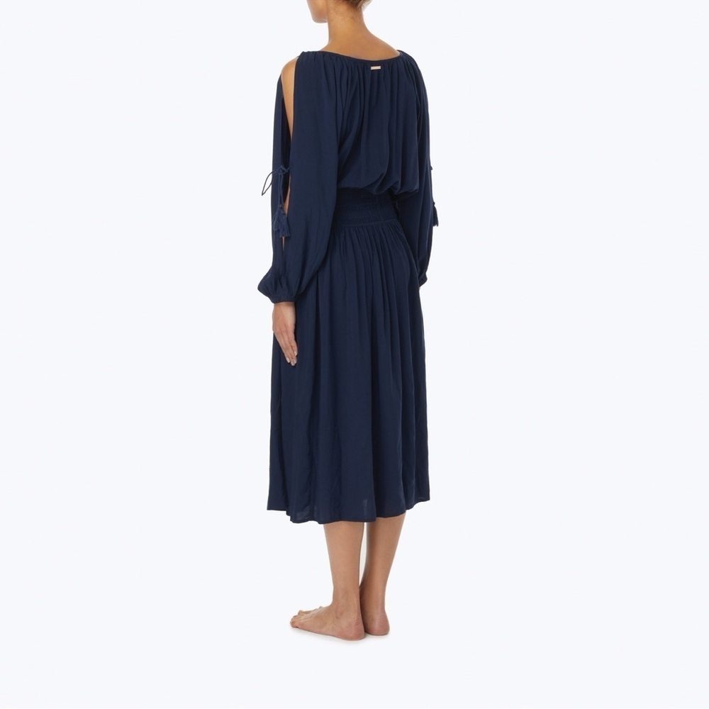 MICHAEL Michael Kors Navy Boho Midi Dress Cover Up - Twisted Rope Tassels Size S - Picture 14 of 14